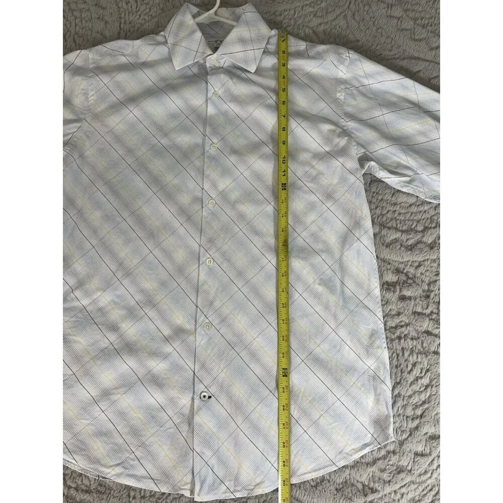 Banana Republic White Blue Pattern Collard Button Up Long Sleeve Men's Shirt L